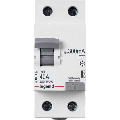 Выключатель дифференциального тока Legrand RX3 2П 40А 300мА AC 402033 Выключатель дифференциального тока Legrand RX3 2П 40А 300мА AC 402033