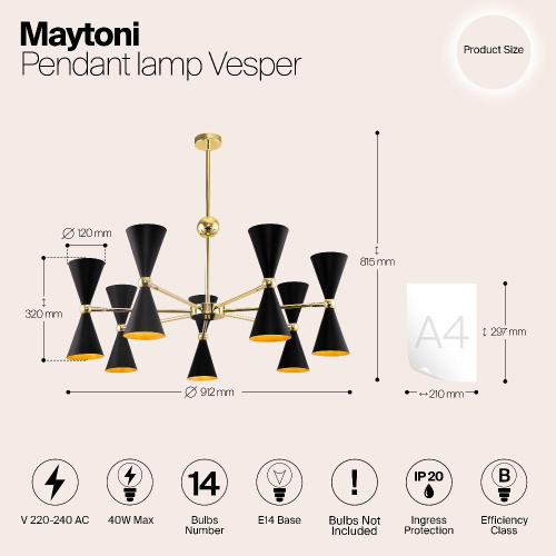 Подвесная люстра Maytoni Vesper MOD108PL-14GB Подвесная люстра Maytoni Vesper MOD108PL-14GB