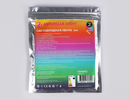 Светодиодная лента Ambrella Light 10W/m 60LED/m 5050SMD RGBW+холодный белый 5M GS4403 Светодиодная лента Ambrella Light 10W/m 60LED/m 5050SMD RGBW+холодный белый 5M GS4403