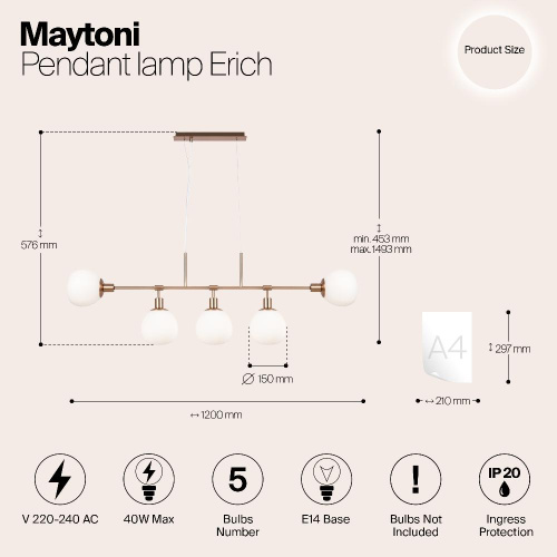 Подвесной светильник Maytoni MOD221-PL-05-G
