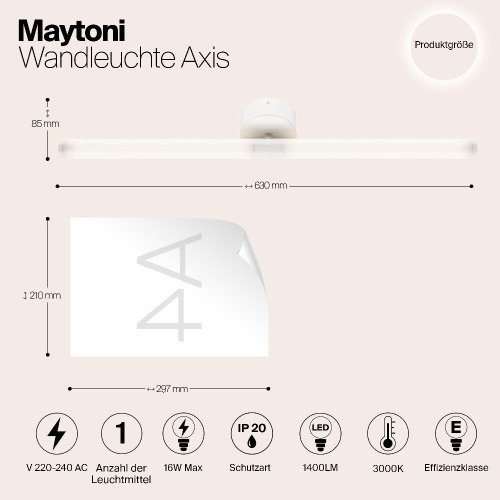 Подсветка для зеркал Maytoni Axis MOD106WL-L16W3K Подсветка для зеркал Maytoni Axis MOD106WL-L16W3K