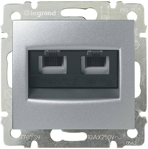 Розетка телефонная 2хRJ11 Legrand Valena алюминий 770139 Розетка телефонная 2хRJ11 Legrand Valena алюминий 770139
