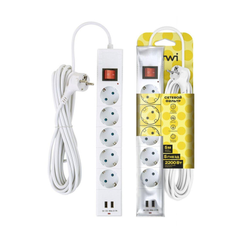 Сетевой фильтр Duwi 2хUSB 5гн 5м с/з 32588 8 Сетевой фильтр Duwi 2хUSB 5гн 5м с/з 32588 8