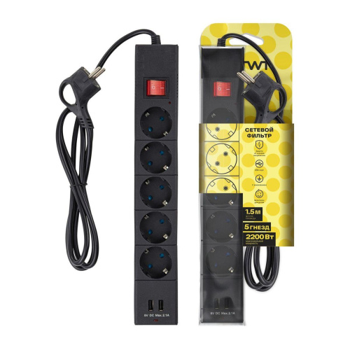 Сетевой фильтр Duwi 2хUSB 5гн 1,5м с/з 32591 8 Сетевой фильтр Duwi 2хUSB 5гн 1,5м с/з 32591 8