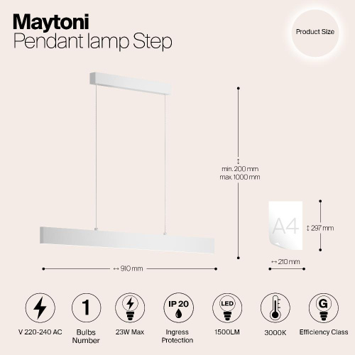 Подвесной светодиодный светильник Maytoni Step P010PL-L23W Подвесной светодиодный светильник Maytoni Step P010PL-L23W