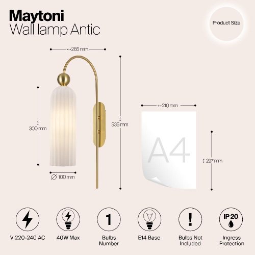 Бра Maytoni Antic MOD302WL-01GR Бра Maytoni Antic MOD302WL-01GR