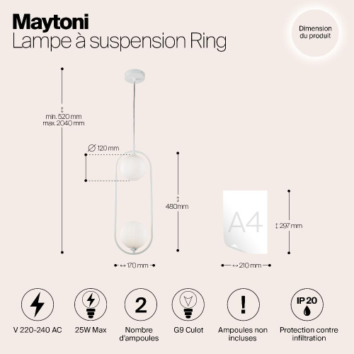 Подвесной светильник Maytoni Ring MOD013PL-02W Подвесной светильник Maytoni Ring MOD013PL-02W