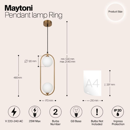 Подвесной светильник Maytoni MOD013PL-02BS1 Подвесной светильник Maytoni MOD013PL-02BS1