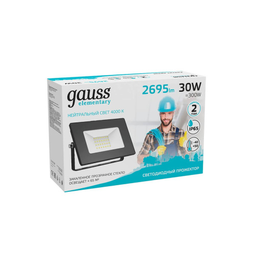 Прожектор светодиодный Gauss Elementary 30W 4000К 613100230 Прожектор светодиодный Gauss Elementary 30W 4000К 613100230