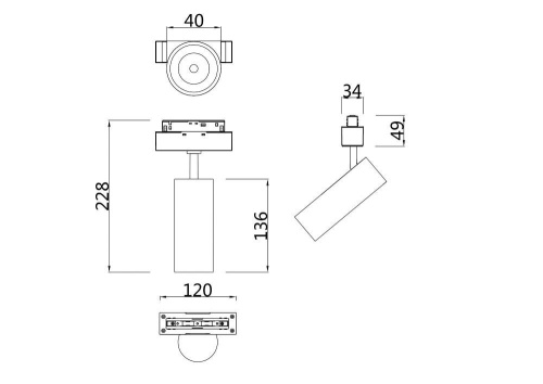 Трековый светодиодный светильник для магнитного шинопровода Maytoni Track Lamps TR019-2-7W4K-B