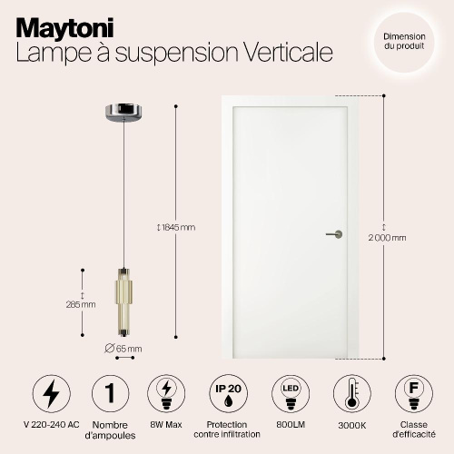 Подвесной светодиодный светильник Maytoni Verticale MOD308PL-L9CG3K Подвесной светодиодный светильник Maytoni Verticale MOD308PL-L9CG3K