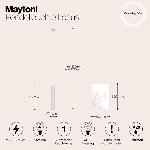 Подвесной светильник Maytoni Technical Focus P075PL-01W Подвесной светильник Maytoni Technical Focus P075PL-01W