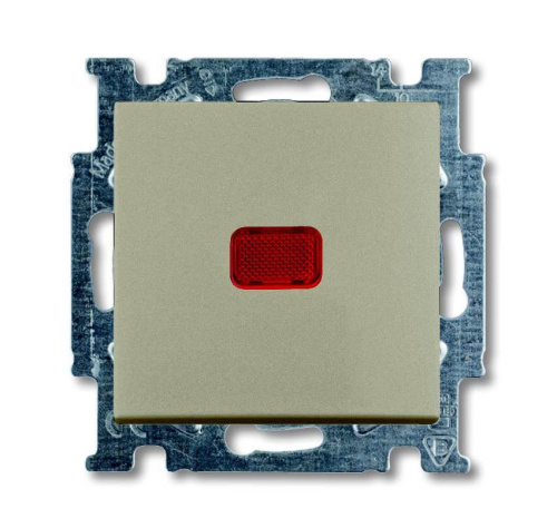 Выключатель кнопочный одноклавишный ABB Basic55 10A 250V с подсветкой шампань 2CKA001413A1092
