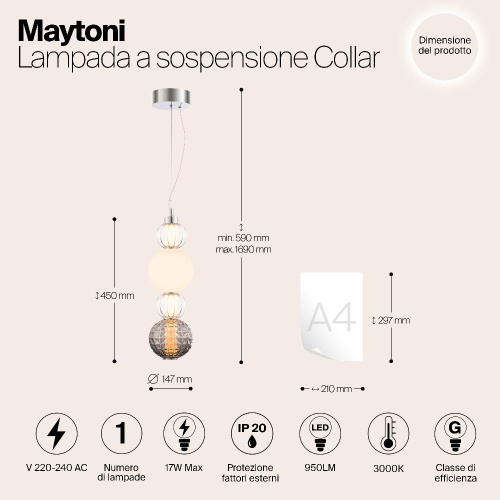 Подвесной светодиодный светильник Maytoni Collar P069PL-L17CH3K Подвесной светодиодный светильник Maytoni Collar P069PL-L17CH3K