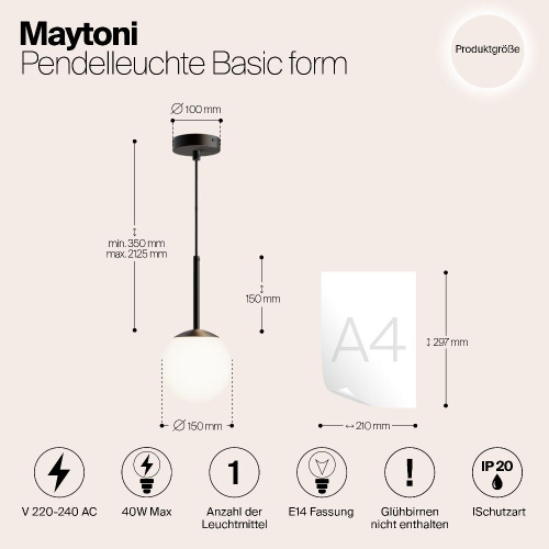 Подвесной светильник Maytoni MOD321PL-01B Подвесной светильник Maytoni MOD321PL-01B