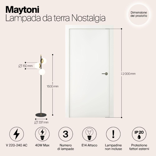 Торшер Maytoni Nostalgia MOD048FL-03G Торшер Maytoni Nostalgia MOD048FL-03G