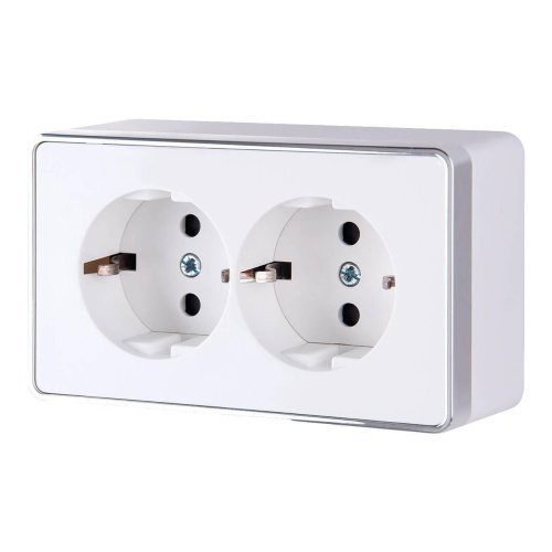 Розетка Werkel двойная с заземлением Gallant белая WL15-02-03 4690389102103 Розетка Werkel двойная с заземлением Gallant белая WL15-02-03 4690389102103