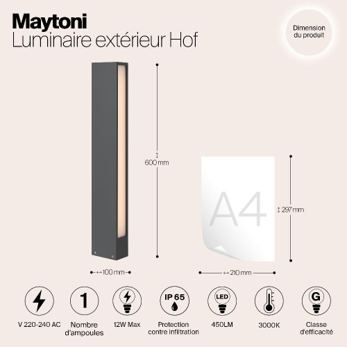 Уличный светодиодный светильник Maytoni Hof O422FL-L12GF