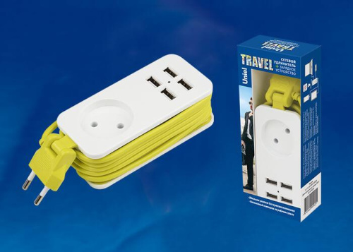 Удлинитель Uniel 1гн х 1,5м б/з Travel S-CT1-1,5U White/Green UL-00003429