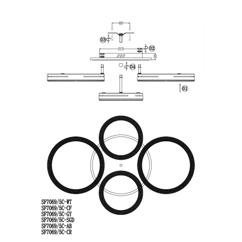 Потолочная люстра Seven Fires Loyano SF7069/5C-CR-BL Потолочная люстра Seven Fires Loyano SF7069/5C-CR-BL