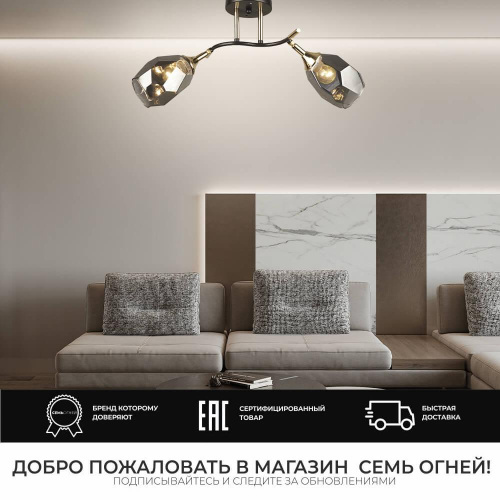Потолочная люстра Seven Fires Koul SF3329/2C-CF-FGD-SMK Потолочная люстра Seven Fires Koul SF3329/2C-CF-FGD-SMK