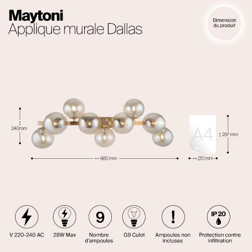 Бра Maytoni Dallas MOD547WL-09G Бра Maytoni Dallas MOD547WL-09G