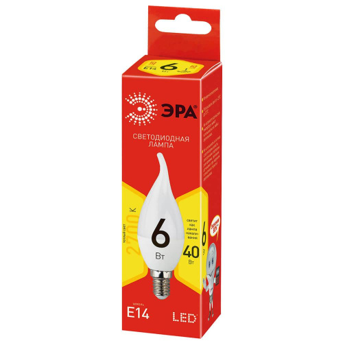 Лампа светодиодная ЭРА E14 6W 2700K матовая ECO LED BXS-6W-827-E14 Б0040881 Лампа светодиодная ЭРА E14 6W 2700K матовая ECO LED BXS-6W-827-E14 Б0040881