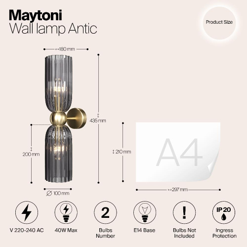 Настенный светильник (бра) Maytoni MOD302WL-02GR Настенный светильник (бра) Maytoni MOD302WL-02GR