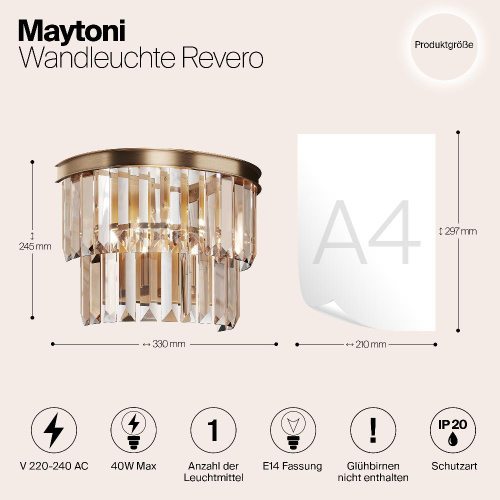 Настенный светильник Maytoni Revero MOD085WL-01G Настенный светильник Maytoni Revero MOD085WL-01G