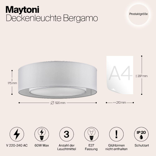 Потолочный светильник Maytoni Bergamo MOD617CL-04GR Потолочный светильник Maytoni Bergamo MOD617CL-04GR