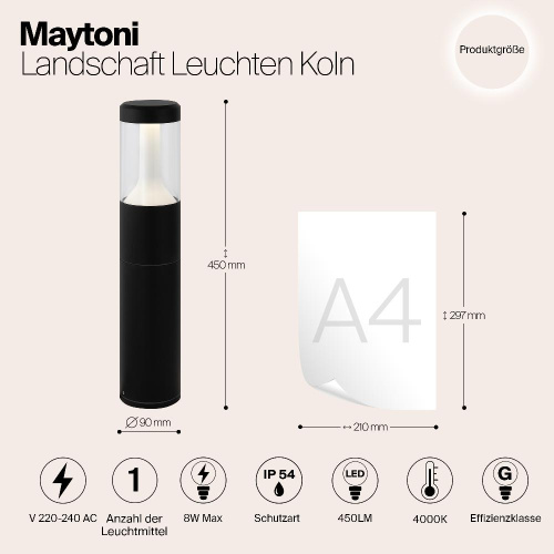 Уличный светодиодный светильник Maytoni Koln O590FL-L8B4K Уличный светодиодный светильник Maytoni Koln O590FL-L8B4K
