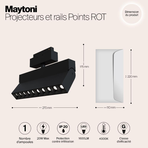 Трековый светодиодный светильник для магнитного шинопровода Maytoni Track Lamps TR015-2-20W4K-B Трековый светодиодный светильник для магнитного шинопровода Maytoni Track Lamps TR015-2-20W4K-B