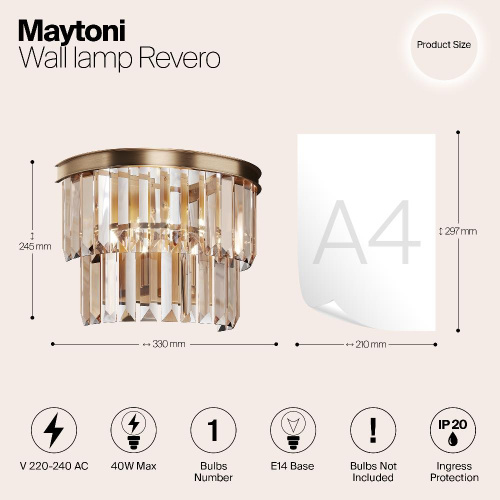 Настенный светильник Maytoni Revero MOD085WL-01G Настенный светильник Maytoni Revero MOD085WL-01G