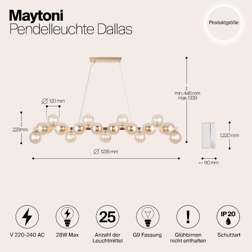 Подвесная люстра Maytoni Dallas MOD547PL-25G Подвесная люстра Maytoni Dallas MOD547PL-25G