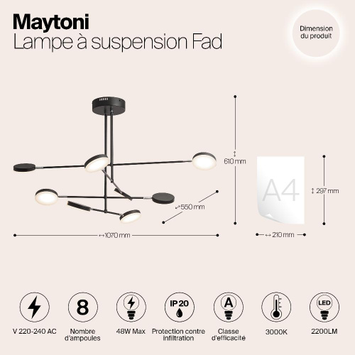 Подвесной светодиодный светильник Maytoni Fad MOD070PL-L48B3K Подвесной светодиодный светильник Maytoni Fad MOD070PL-L48B3K
