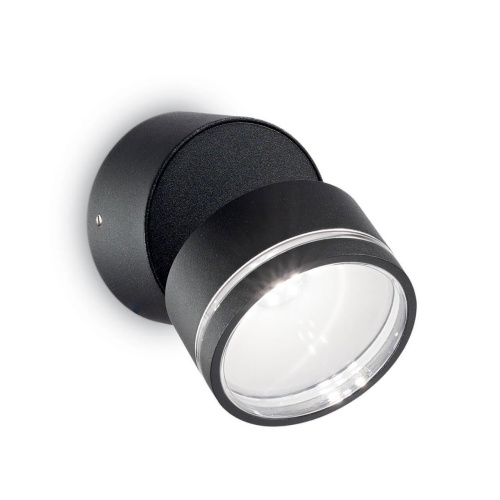 Уличный настенный светодиодный светильник Ideal Lux Omega Ap Round Nero 4000K 165387 Уличный настенный светодиодный светильник Ideal Lux Omega Ap Round Nero 4000K 165387