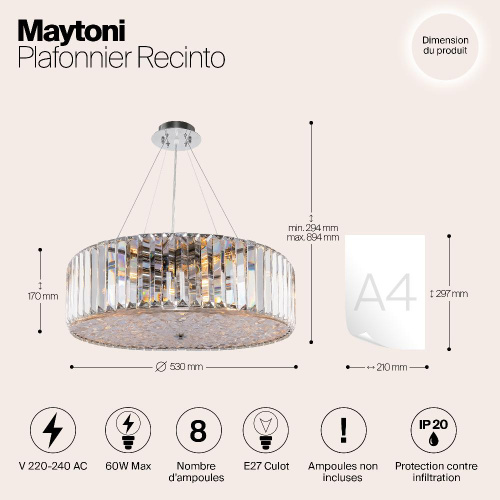 Подвесная люстра Maytoni Recinto MOD080CL-08CH Подвесная люстра Maytoni Recinto MOD080CL-08CH