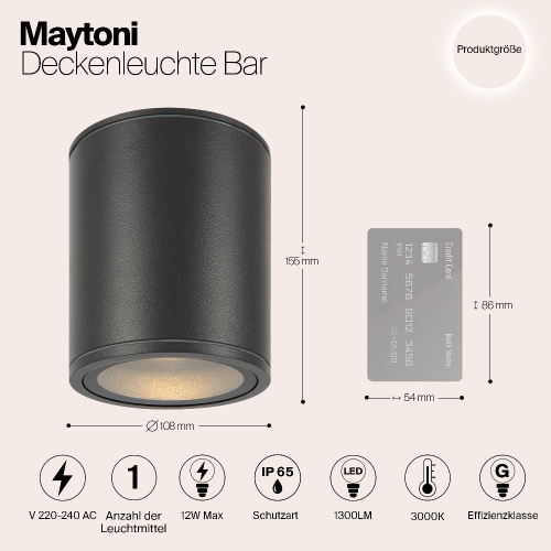 Уличный светодиодный светильник Maytoni Bar O306CL-L12GF Уличный светодиодный светильник Maytoni Bar O306CL-L12GF