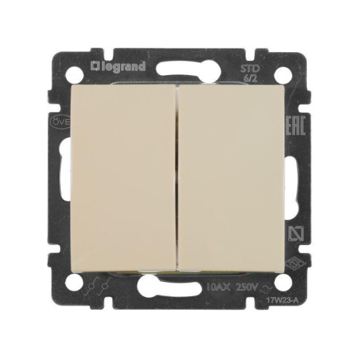 Переключатель двухклавишный на 2 направления Legrand Valena 10A 250V cлоновая кость 774308 Переключатель двухклавишный на 2 направления Legrand Valena 10A 250V cлоновая кость 774308