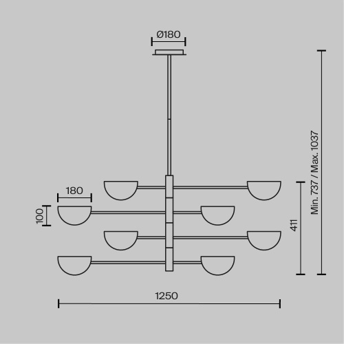 Подвесная люстра Maytoni Technical Mollis MOD126PL-08B Подвесная люстра Maytoni Technical Mollis MOD126PL-08B