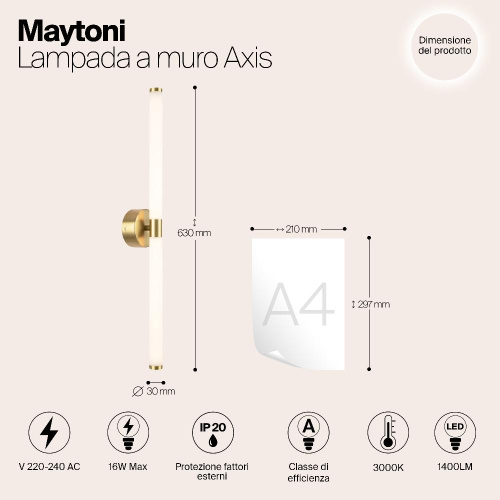Подсветка для зеркал Maytoni Axis MOD106WL-L16G3K Подсветка для зеркал Maytoni Axis MOD106WL-L16G3K
