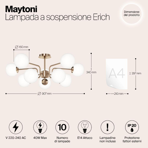 Потолочная люстра Maytoni Erich MOD221PL-10G Потолочная люстра Maytoni Erich MOD221PL-10G