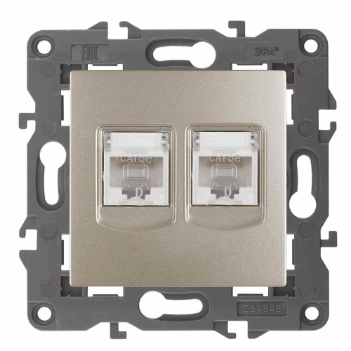 Розетка информационная 2XRJ45 ЭРА Elegance 14-3108-04 Б0034311 Розетка информационная 2XRJ45 ЭРА Elegance 14-3108-04 Б0034311