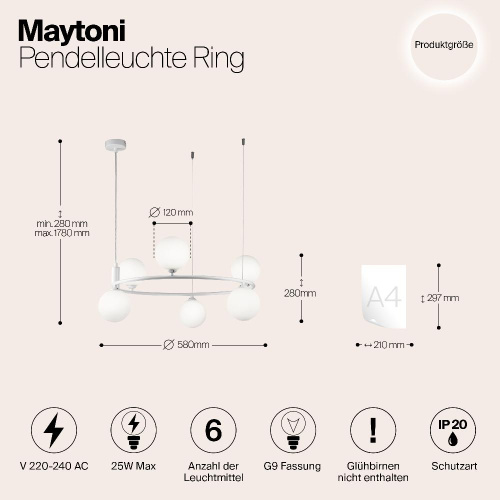 Подвесной светильник Maytoni MOD013PL-06W Подвесной светильник Maytoni MOD013PL-06W
