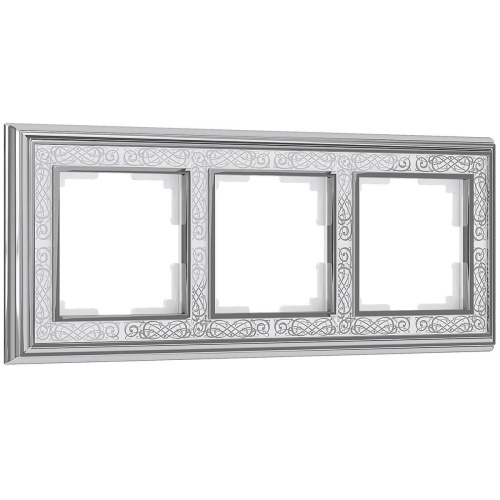 Рамка Werkel Palacio Gracia на 3 поста хром/белый WL77-Frame-03 4690389126093 Рамка Werkel Palacio Gracia на 3 поста хром/белый WL77-Frame-03 4690389126093