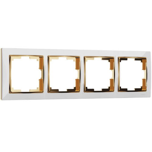 Рамка Werkel Snabb на 4 поста белый/золото WL03-Frame-04-white/GD 4690389083938 Рамка Werkel Snabb на 4 поста белый/золото WL03-Frame-04-white/GD 4690389083938