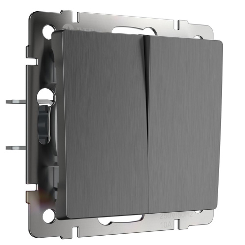 Выключатель Werkel двухклавишный Графит рифленый WL04-SW-2G 4690389146060 Выключатель Werkel двухклавишный Графит рифленый WL04-SW-2G 4690389146060