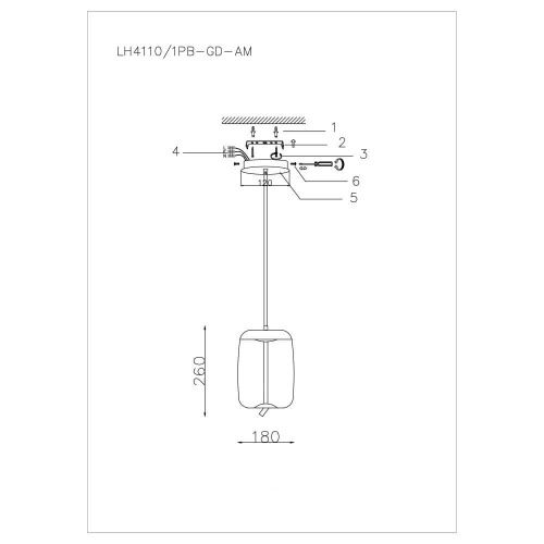 Подвесной светодиодный светильник Lumien Hall Avila LH4110/1PB-GD-AM Подвесной светодиодный светильник Lumien Hall Avila LH4110/1PB-GD-AM