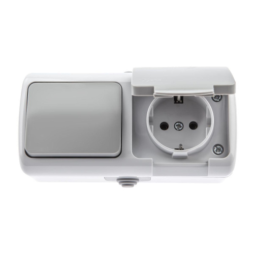 Блок розетка-выключатель ЭРА Intro Atlantic IP54 16/10A 250V с крышкой 5-701-03 Б0050947 Блок розетка-выключатель ЭРА Intro Atlantic IP54 16/10A 250V с крышкой 5-701-03 Б0050947