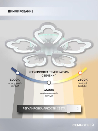 Потолочная светодиодная люстра Seven Fires Ferenk SF5028/5C-WT-RGB Потолочная светодиодная люстра Seven Fires Ferenk SF5028/5C-WT-RGB